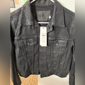 Black Calvin Klein Coated classic Denim Trucker Jacket